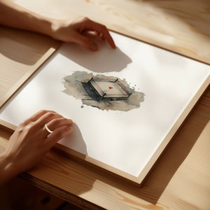 Framed artwork of a heart in the centre of a boxing ring, inspired by the WWE Hart brothers. Purchase for a chance to win a gold Cartier Love ring.